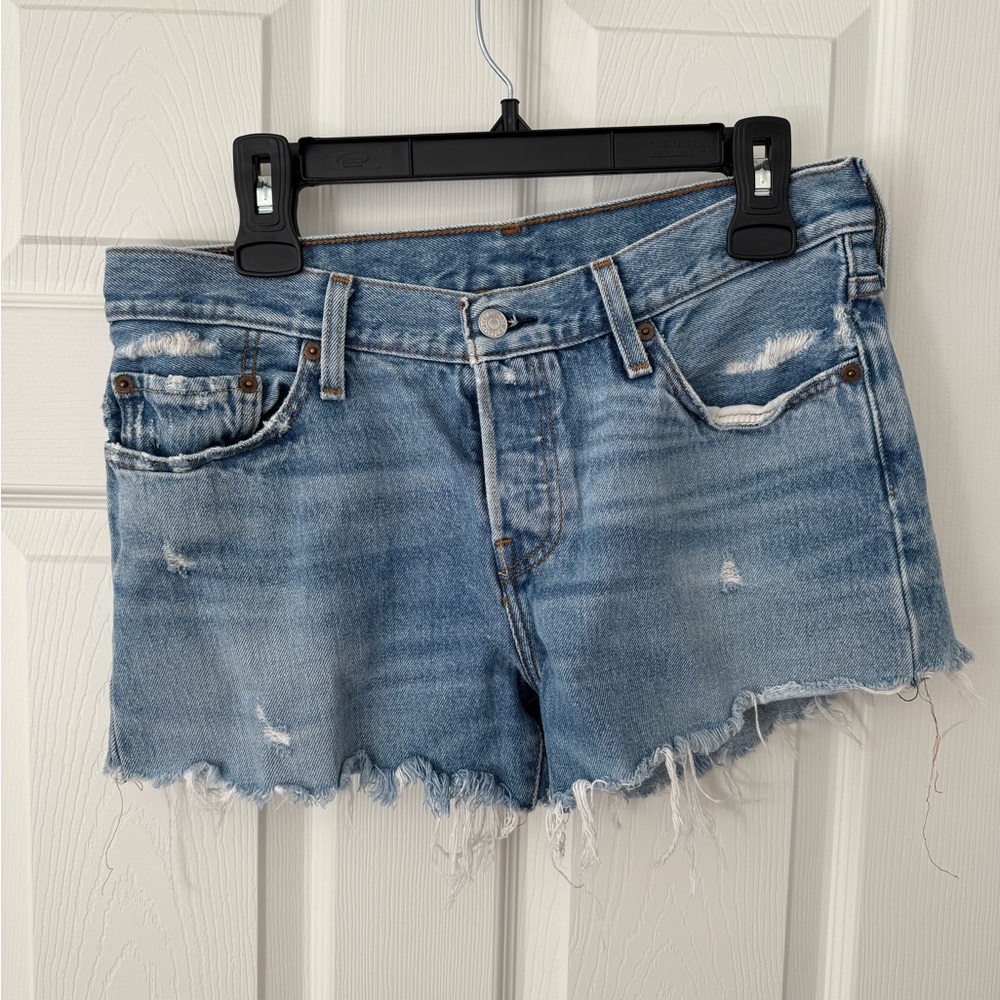 Levi’s Distressed Blue Denim Shorts